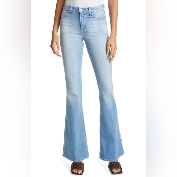 L'AGENCE Bell High Rise Flare Denim Jeans Ashford Wash Light Blue 27 - Picture 16 of 16